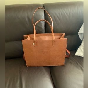 Beis Large Work Tote in Cognac Croc
